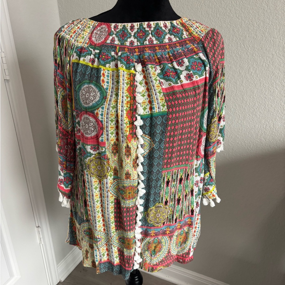 Soft Surroundings Boho Patchwork Top Featuring An… - image 2